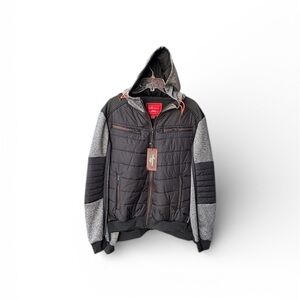 Maximos Black and Gray Hooded Puffer Jacket